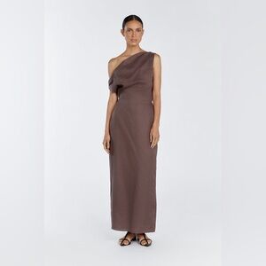 Dissh Cass Linen midi dress in chocolate - US 8